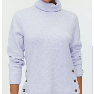NEW J CREW FACTORY HYACINTH HEATHER BUTTON TURTLENECK EXTRA-SOFT YARN SWEATER